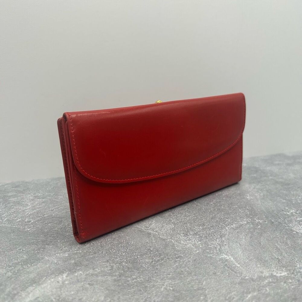 GUCCI Horseshoe Red Long Bifold Wallet Gold Metal Credit Card Luxury - Picture 4 of 14